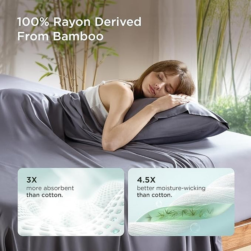 Bedsure Pillow Cases Queen, Cooling Pillow Cases, Rayon Derived from Bamboo Dark