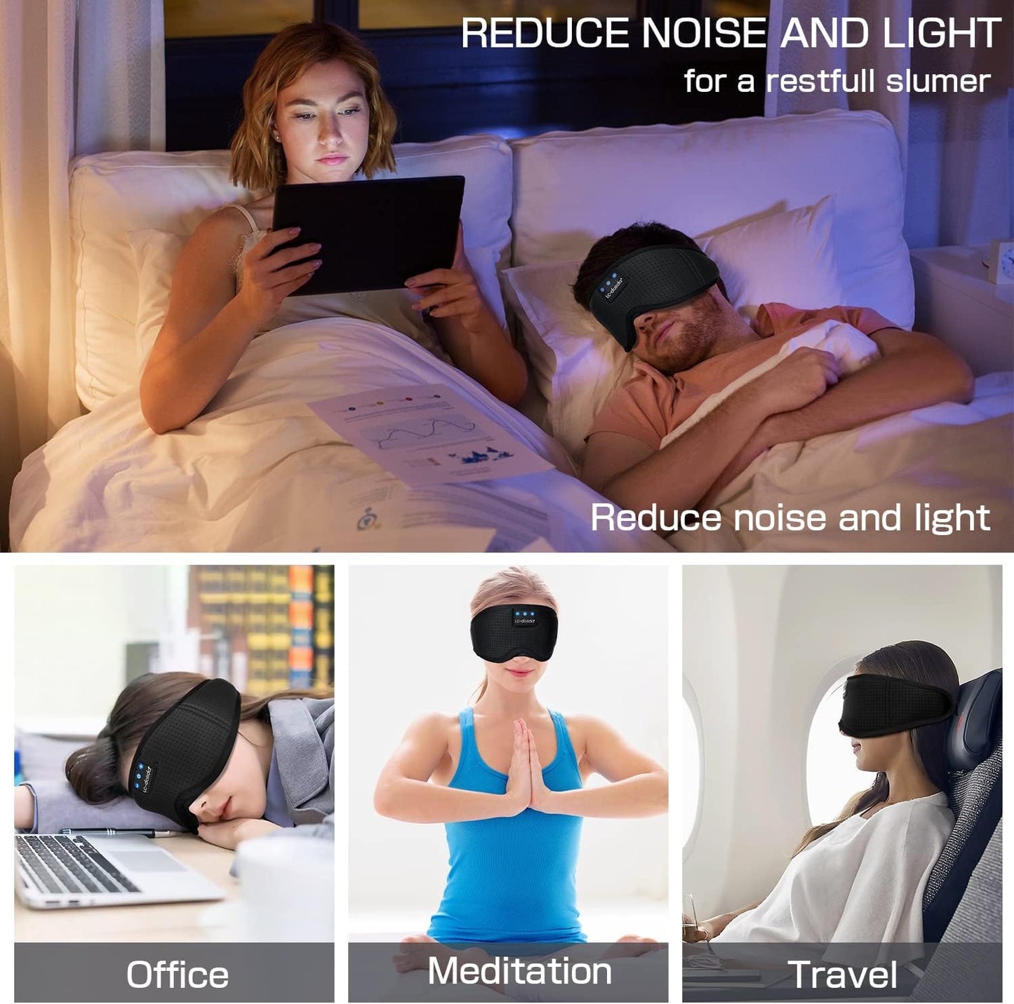 Sleep Headphones Sleep Mask with Bluetooth Headphones,  Eye Mask for Sleeping Eye Pillow Sleeping Headphones for Side Sleepers Thin Speaker Cool Gadgets Gifts for Men&Women