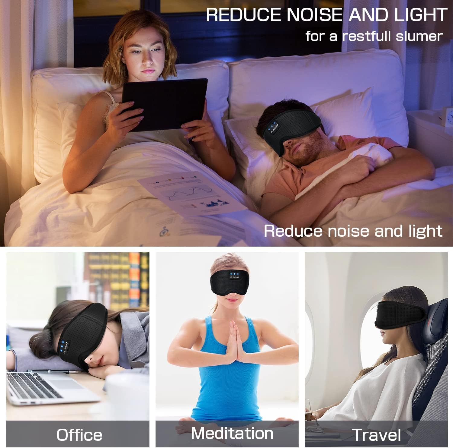 Sleep Headphones Sleep Mask with Bluetooth Headphones,  Eye Mask for Sleeping Eye Pillow Sleeping Headphones for Side Sleepers Thin Speaker Cool Gadgets Gifts for Men&Women