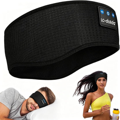 Bluetooth Headband, Wireless Band Sleep Headphones Sleep Mask with Thin HD Stereo Speakers Music Headband Perfect for Side Sleepers, Sport