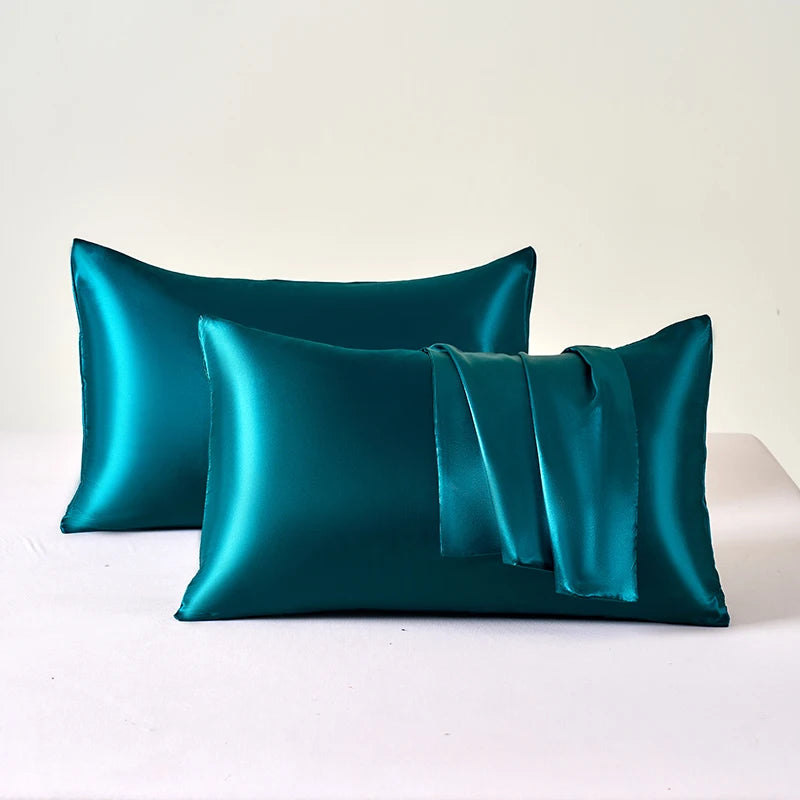 2Pcs Satin Pillowcase for Skin and Hair, Satin Pillow Cases Set of 2 Soft Breathable Smooth Cooling Pillow Covers for Sleeping