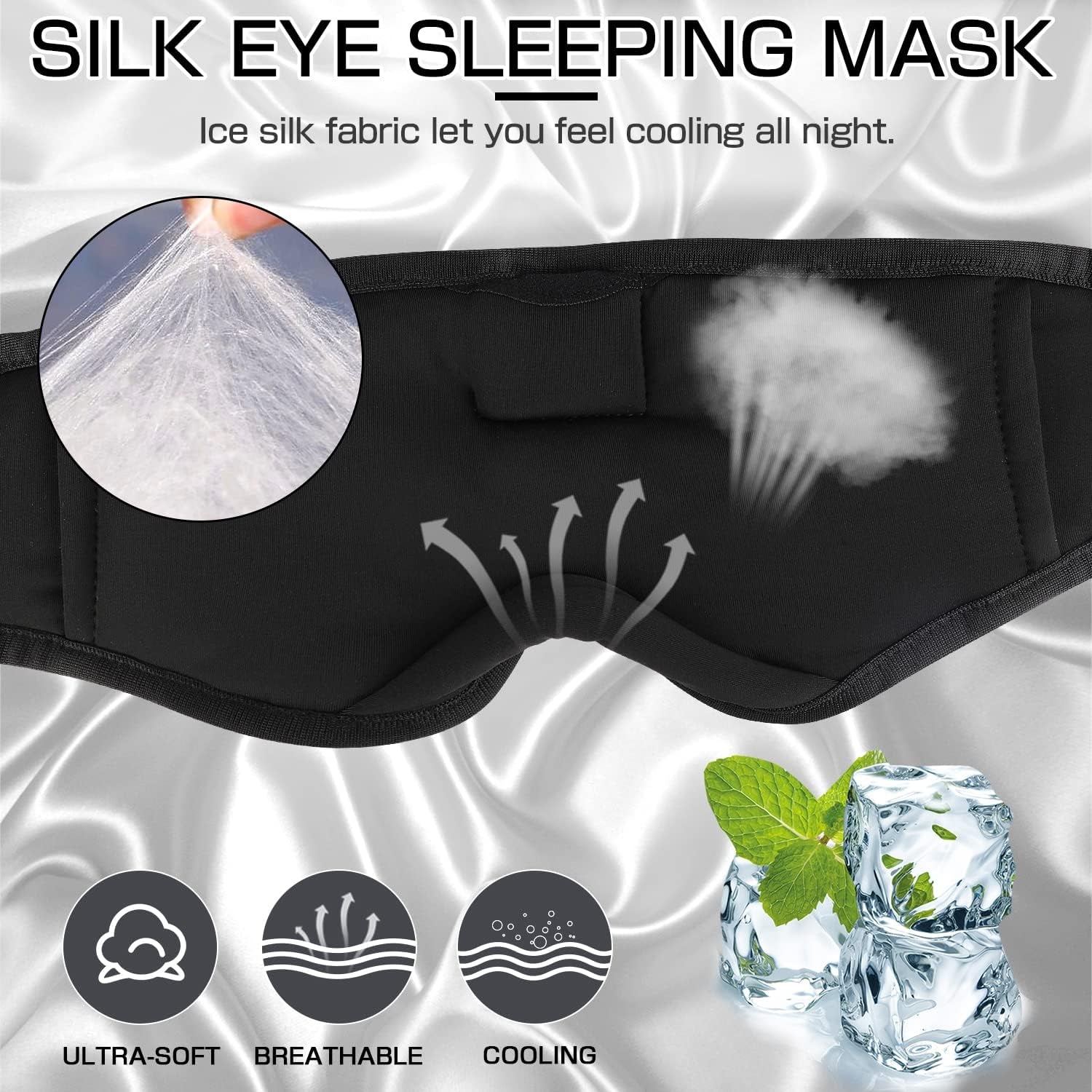 Sleep Headphones Sleep Mask with Bluetooth Headphones,  Eye Mask for Sleeping Eye Pillow Sleeping Headphones for Side Sleepers Thin Speaker Cool Gadgets Gifts for Men&Women